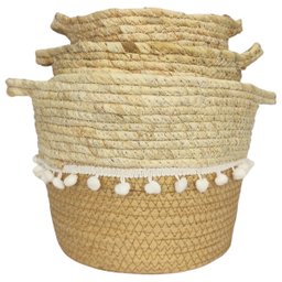 Cesto de Palha Rustico Organizador e Decorativo Partna 4027be - 4