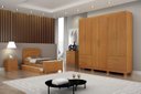 Ver imagem 1 de Guarda Roupa Solteiro 6 Portas 4 Gavetas com Pés 177cm Recife Gold Cinamomo - Leifer