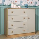 Ver imagem 1 de Cômoda Infantil 95cm 1 Porta e 4 Gavetas Encanto Multimóveis Mp4449 Madeirado/off White