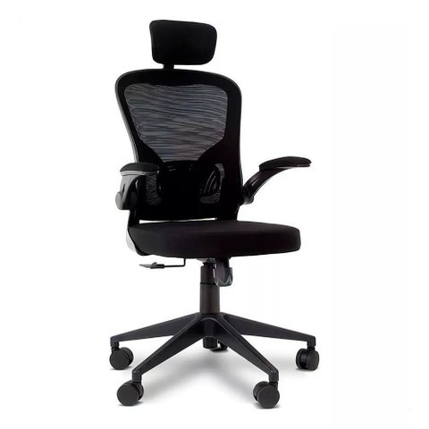 Cadeira Presidente Escritório Giratória Apoio de Cabeça Fox Office Preta 46a