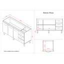 Ver imagem 4 de Balcão de Pia Diana 150cm Balcão para Cooktop 5 Bocas Jad Cozinha Compacta Bancada Multiuso-Moblis