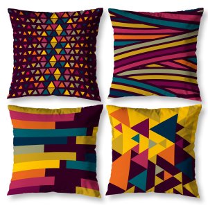 Kit 4 Almofadas Cheias 40cm X 40cm Decorativas Estampadas Digital Sala Sofá Quarto Pastilhas