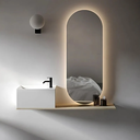 Ver imagem 1 de Espelho com Led Decorativo Oval 90x40cm Lapidado Botão Touch