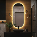 Ver imagem 2 de Espelho com Led Decorativo Oval 90x40cm Lapidado Botão Touch