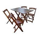 Ver imagem 2 de Kit 4 Conjuntos Mesa Dobrável Madeira 110x70 com 4 Cadeiras Personalizada Hei Imbuia - Tarimatã