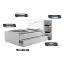 Ver imagem 4 de Cama Solteiro Cabeceira Baú com Cama Auxiliar 0,88m 2 Gavetas Hortencia Branco / Branco Lilás