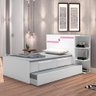 Cama Solteiro Cabeceira Baú com Cama Auxiliar 0,88m 2 Gavetas Hortencia Branco / Branco Lilás - 6
