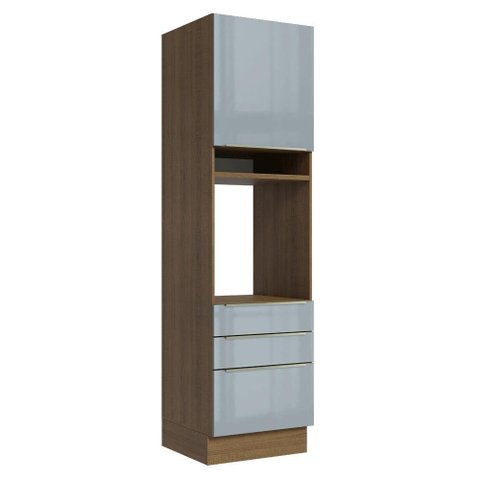 Torre Quente 60 Cm 1 Porta 3 Gavetas Rustic/cinza Lux Madesa