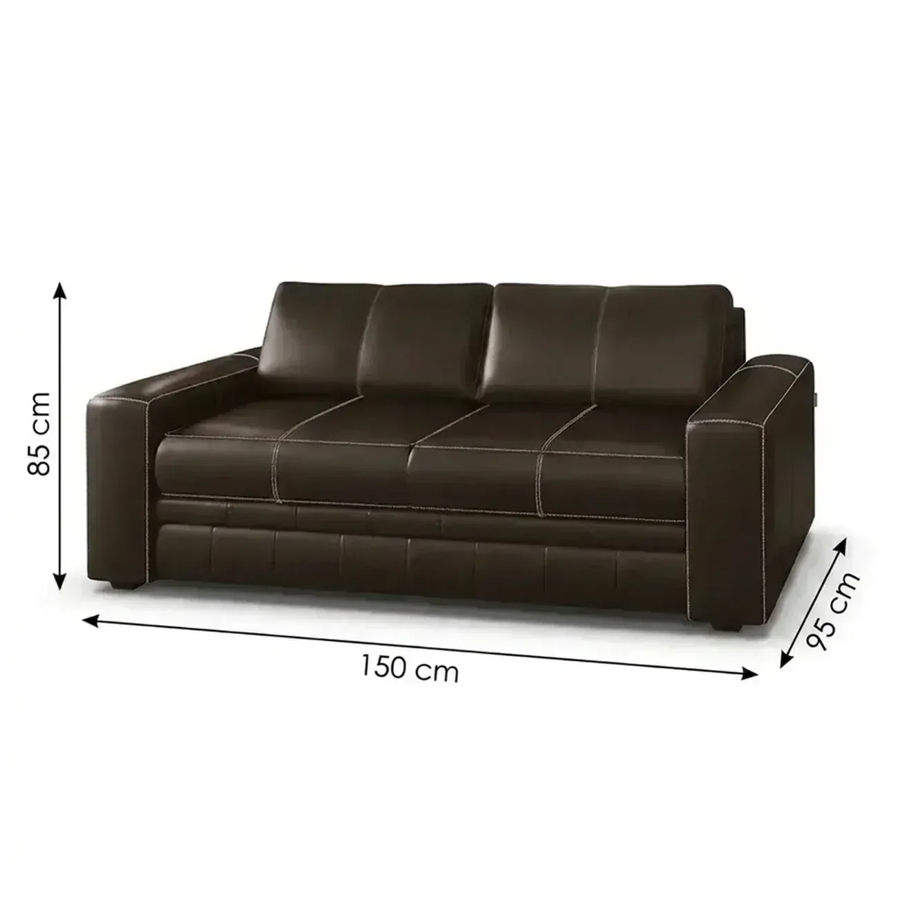 Sofá 2 Lugares Dakota em Couro Legítimo Marrom 150cm - 3 Sofá 2 Lugares Dakota em Couro Legítimo Marrom 150cm - 3