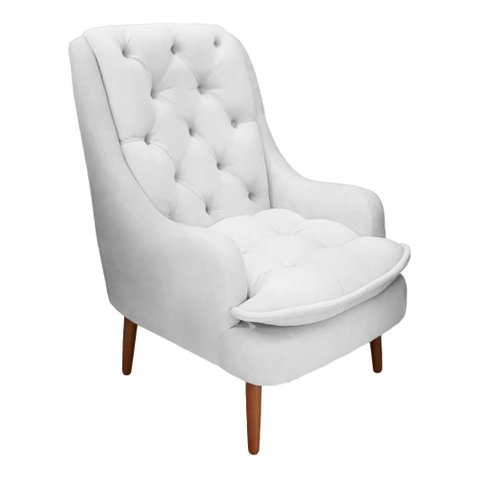 Poltrona Decorativa Lille Corino Branco - Dominic Decor