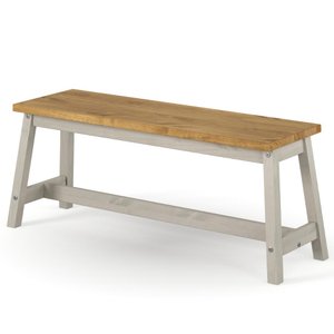 Banco de Madeira Maciça com Travessa Cinza Lavado
