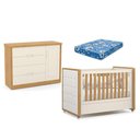Ver imagem 1 de Berço Americano Capitonê New Boucle e Cômoda Infantil Tutto New Freijó Off White e Colchão -