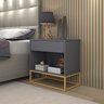 Kit 2 Mesa Lateral para Cama Criados Industrial Malta Cinza Pés de Ferro Dourado - 2