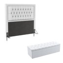 Ver imagem 1 de Kit Cabeceira Estofada Antares e Calçadeira Sagitarius 195 Para Cama King Couro Artificial Branco Ar