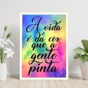 Ver imagem 1 de Quadro A Cor da Vida - Colorido 24x18cm - com vidro:Madeira branca