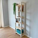 Ver imagem 4 de Estante Linea Slim 6 Prateleiras Madeira Pinus 53cm Natural e Branco Artfactory Design