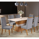 Ver imagem 1 de Mesa de Jantar Retangular Born com 6 Cadeiras Iza Mel/blonde/cinza - Casa Giulia