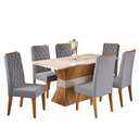 Ver imagem 2 de Mesa de Jantar Retangular Born com 6 Cadeiras Iza Mel/blonde/cinza - Casa Giulia