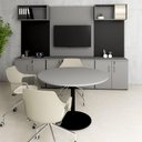 Ver imagem 4 de Mesa de Reunião Circular 110cm Pé Disco Metálico F5 Office Cor:cinza Sagrado com Preto