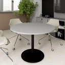 Ver imagem 1 de Mesa de Reunião Circular 110cm Pé Disco Metálico F5 Office Cor:cinza Sagrado com Preto