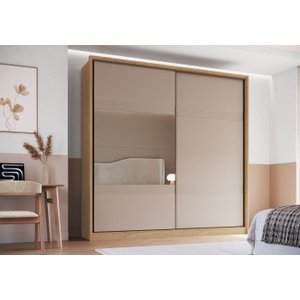 Guarda Roupa Coliseu 100%mdf 2 Portas Correr 4 Gavetas Internas com Espelho - Castro Moveis