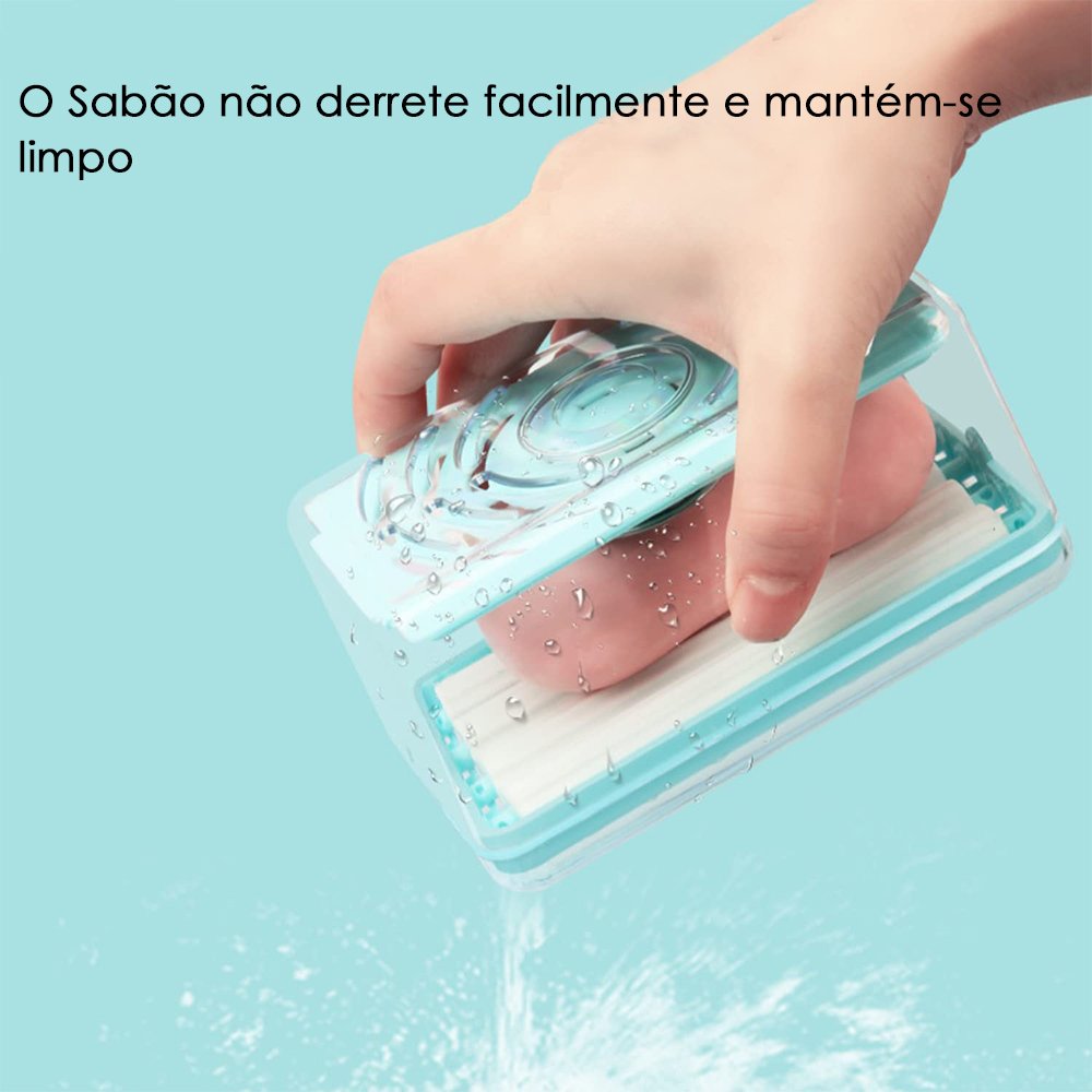 Escova Dispenser Saboneteira Sabao Multifunçao Lava Esfrega 2X1 Conserva Sabonete Guarda Espuma - 2