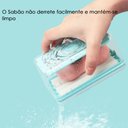 Ver imagem 2 de Escova Dispenser Saboneteira Sabao Multifunçao Lava Esfrega 2X1 Conserva Sabonete Guarda Espuma