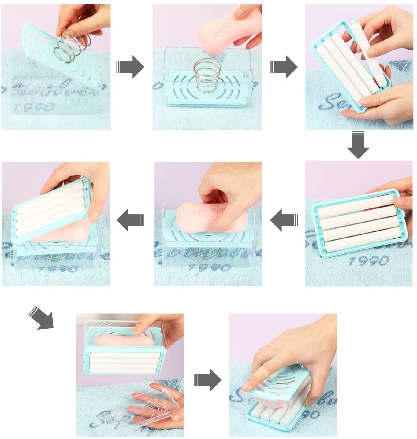 Escova Dispenser Saboneteira Sabao Multifunçao Lava Esfrega 2X1 Conserva Sabonete Guarda Espuma - 4