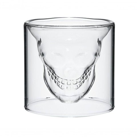 Dupla Copos Caveira Parede Dupla Vidro Boro 75 Ml Mimo Style