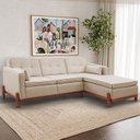 Ver imagem 1 de Sofá 3 Lugares com Chaise Lado Esquerdo 212cm em Linho Tiê CabeCasa MadeiraOriginals Bege