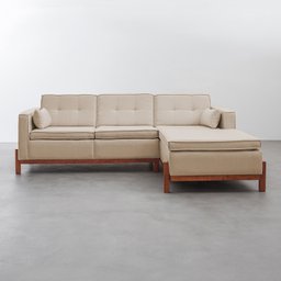 Sofá 3 Lugares com Chaise Lado Esquerdo 212cm em Linho Tiê CabeCasa MadeiraMadeira - 6
