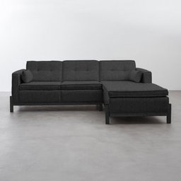 Sofá 3 Lugares com Chaise Lado Esquerdo 212cm em Linho Tiê CabeCasa MadeiraMadeira - 6