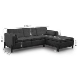 Sofá 3 Lugares com Chaise Lado Esquerdo 212cm em Linho Tiê CabeCasa MadeiraMadeira - 2