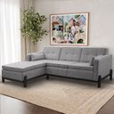 Ver imagem 1 de Sofá 3 Lugares com Chaise Lado Direito 212cm em Linho Tiê CabeCasa MadeiraOriginals Cinza