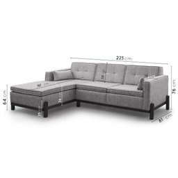 Sofá 3 Lugares com Chaise Lado Direito 212cm em Linho Tiê CabeCasa MadeiraMadeira - 2