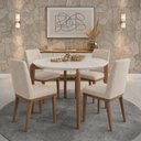 Ver imagem 1 de Conjunto de Jantar Mesa c/Vidro Donatella 4 Cadeiras Kalina - Soft Palha