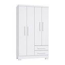 Ver imagem 4 de Conjunto Quarto Infantil Cama Montessoriana Baby com Colchão + Guarda-Roupa Paris 4 Portas - Branco
