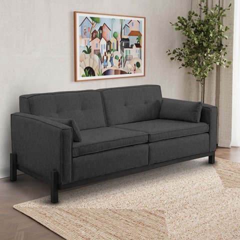 Sofá 2 Lugares 182cm em Linho Tiê CabeCasa MadeiraOriginals Cinza Grafite