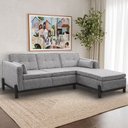 Ver imagem 1 de Sofá 3 Lugares com Chaise Lado Esquerdo 212cm em Linho Tiê CabeCasa MadeiraOriginals