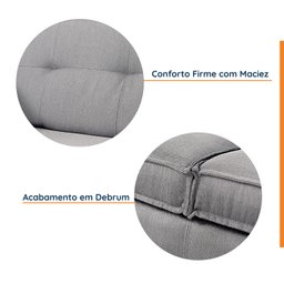 Sofá Tiê 3 Lugares com Chaise Lado Esquerdo 223cm em Linho CabeCasa MadeiraMadeira - 3