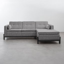 Sofá 3 Lugares com Chaise Lado Esquerdo 212cm em Linho Tiê CabeCasa MadeiraMadeira - 6