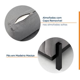 Sofá Tiê 3 Lugares com Chaise Lado Esquerdo 223cm em Linho CabeCasa MadeiraMadeira - 4