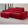 Sofá com Porta Copos Carregador USB Ret Rec Samurai 2,50m Velosuede Vermelho - NETSOFAS - 1