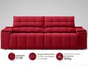 Ver imagem 5 de Sofá com Porta Copos Carregador Usb Ret Rec Samurai 2,50m Velosuede Vermelho - Netsofas
