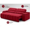 Sofá com Porta Copos Carregador USB Ret Rec Samurai 2,50m Velosuede Vermelho - NETSOFAS - 5