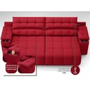 Ver imagem 3 de Sofá com Porta Copos Carregador Usb Ret Rec Samurai 2,50m Velosuede Vermelho - Netsofas