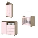 Ver imagem 2 de Quarto de Bebê Completo com Berço 3 em 1 Guarda-Roupa 3 Portas e Cômoda Giz de Cera Espresso Móveis