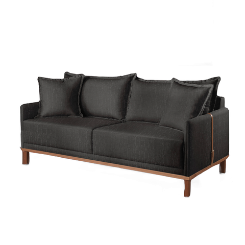 Sofá Ravena Veludo 2,2m Preto:Preto