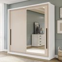 Ver imagem 1 de Guarda-roupa Casal Valência 2 Portas 2 Gavetas com Espelho Branco/creme - Politorno