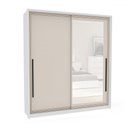 Ver imagem 2 de Guarda-roupa Casal Valência 2 Portas 2 Gavetas com Espelho Branco/creme - Politorno